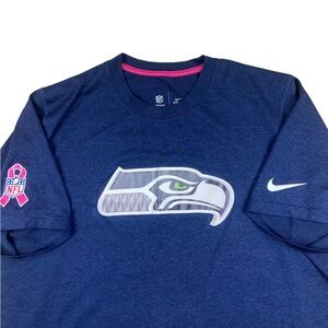 Men’s Seattle Seahawks Nike NFL Short Sleeve T Shirt Pink Ribbon Size M Blue